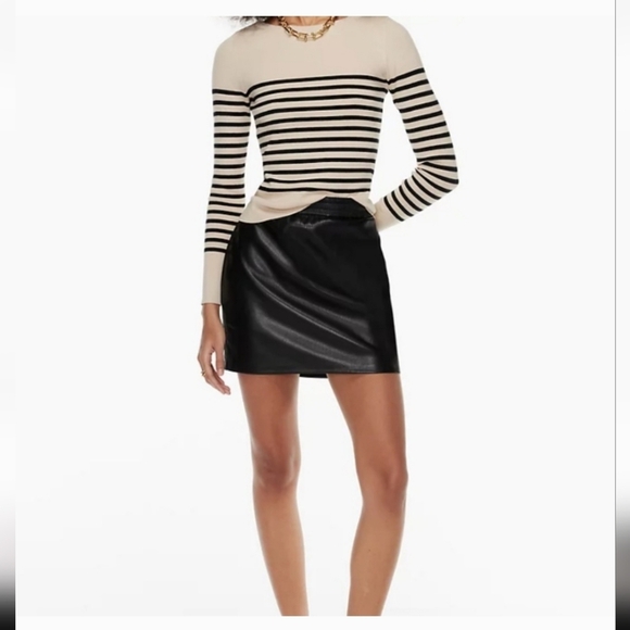 Babaton Skirts-Aritzia Black Flags Skirt-Size S-Faux Leather Skirt - Picture 3 of 6